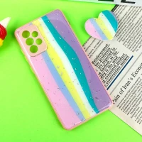 قاب رزینی PC سامسونگ Galaxy A72 پاپ سوکت دار محافظ لنزدار صورتی