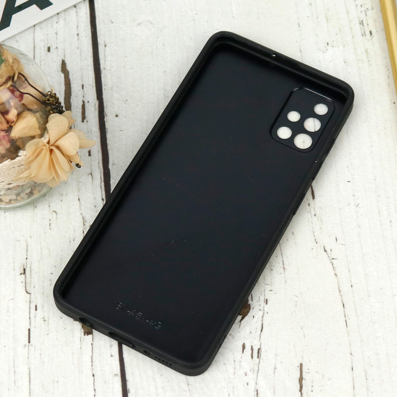 قاب محافظ لنزدار آینه ای + پاپ سوکت طرح قلب مشکی Samsung Galaxy A51