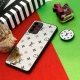 قاب محافظ لنزدار آینه ای + پاپ سوکت طرح LV مشکی Samsung Galaxy A72
