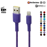 کابل آیفونی فست شارژ She Charisma Mehrnam QC3 3A 1.2m