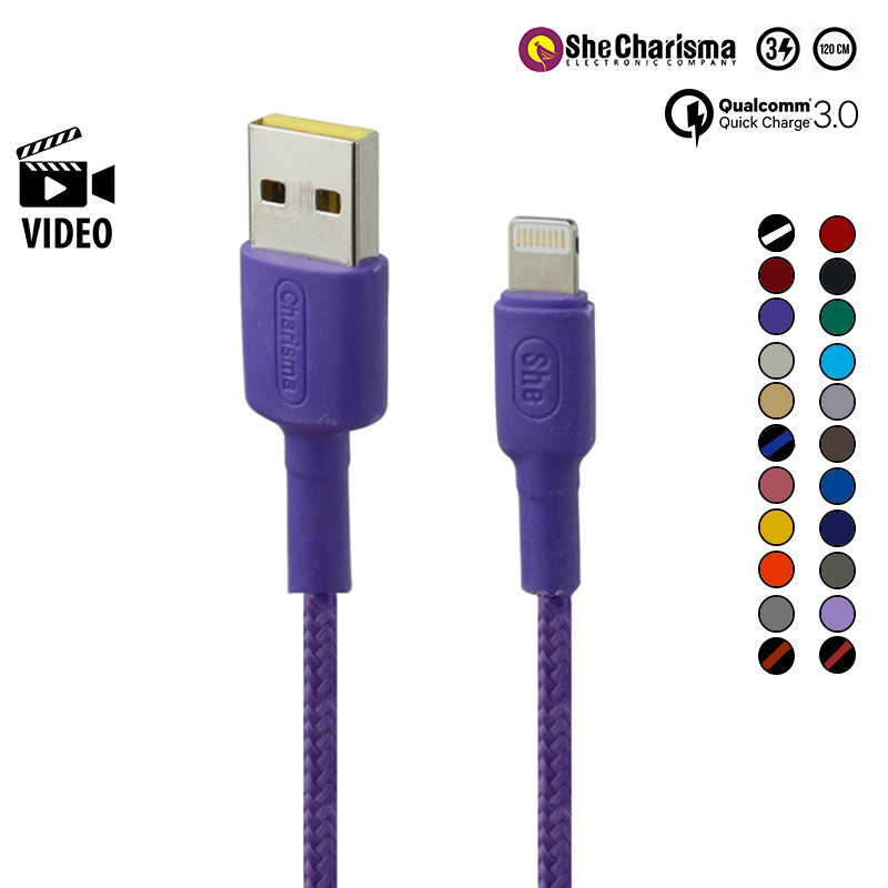 کابل آیفونی فست شارژ She Charisma Mehrnam QC3 3A 1.2m