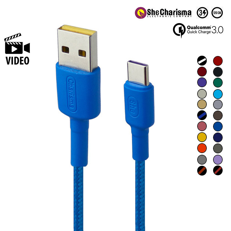 کابل تایپ سی فست شارژ She Charisma Mehrnam QC3 3A 1.2m