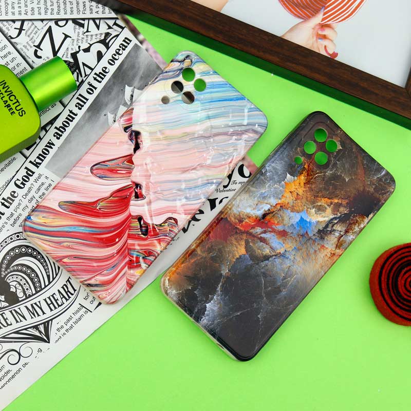 قاب سیلیکونی محافظ لنزدار طرح آبرنگی Samsung Galaxy A12