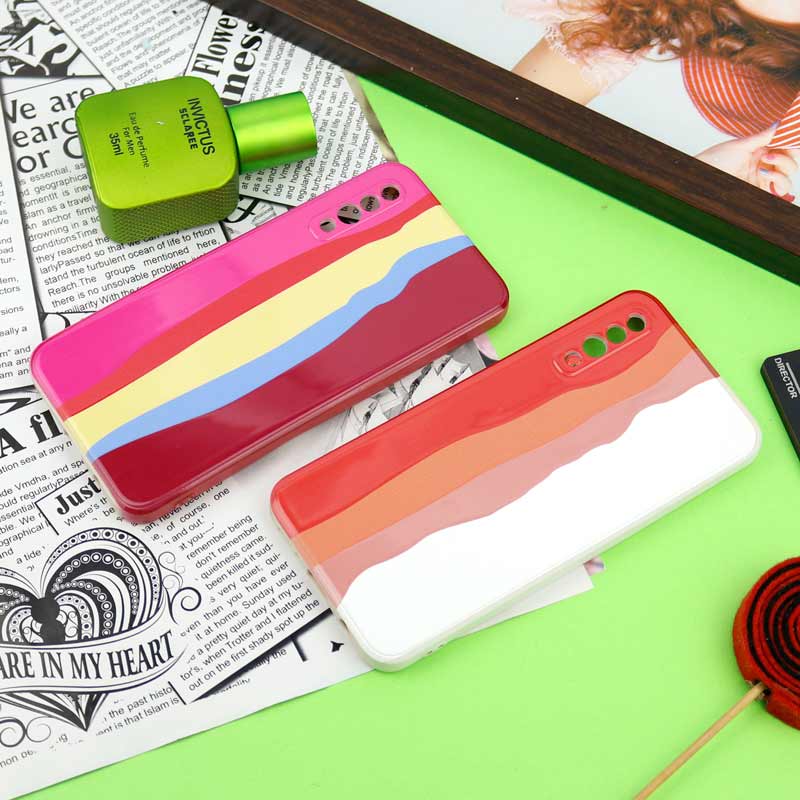 قاب سیلیکونی محافظ لنزدار طرح رنگین کمانی Samsung Galaxy A50