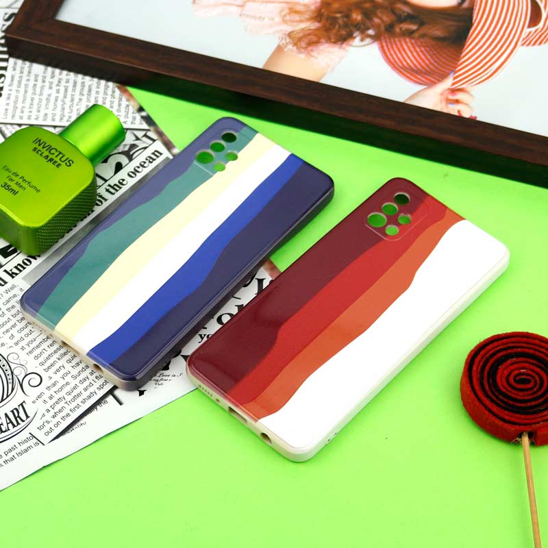 قاب سیلیکونی محافظ لنزدار طرح رنگین کمانی Samsung Galaxy A51