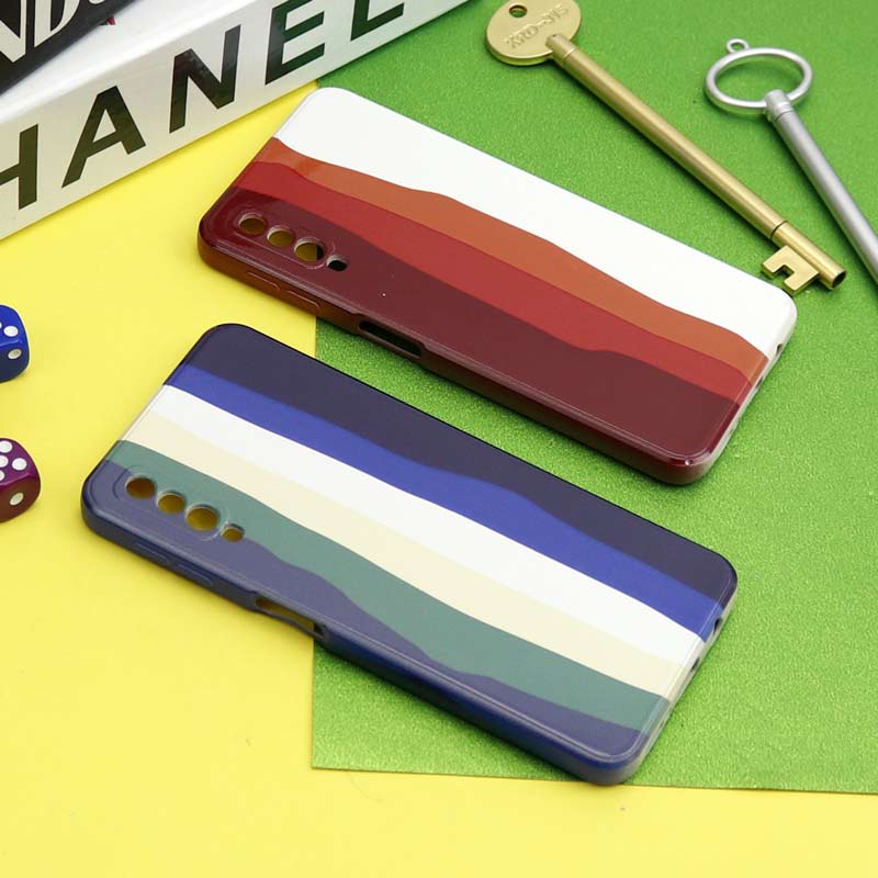 قاب سیلیکونی محافظ لنزدار طرح رنگین کمانی Samsung Galaxy A7 2018