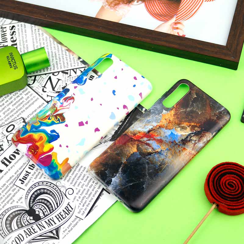 قاب سیلیکونی محافظ لنزدار طرح آبرنگی Samsung Galaxy A70