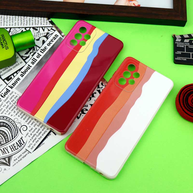قاب سیلیکونی محافظ لنزدار طرح رنگین کمانی Samsung Galaxy A72