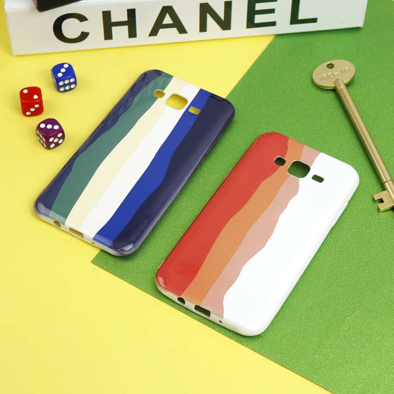 قاب سیلیکونی محافظ لنزدار طرح رنگین کمانی Samsung Galaxy J7