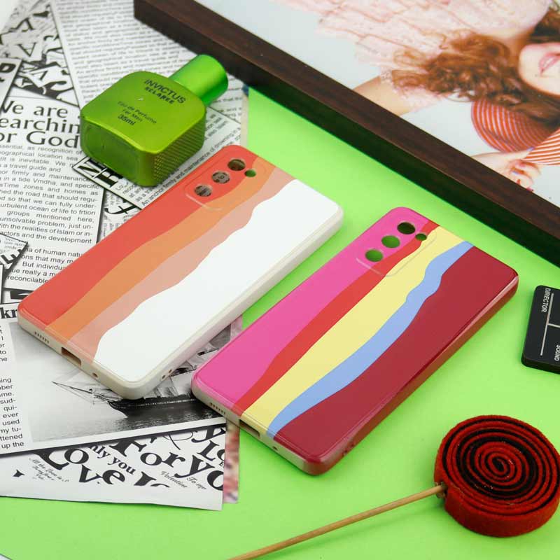قاب سیلیکونی محافظ لنزدار طرح رنگین کمانی Samsung Galaxy S20 FE