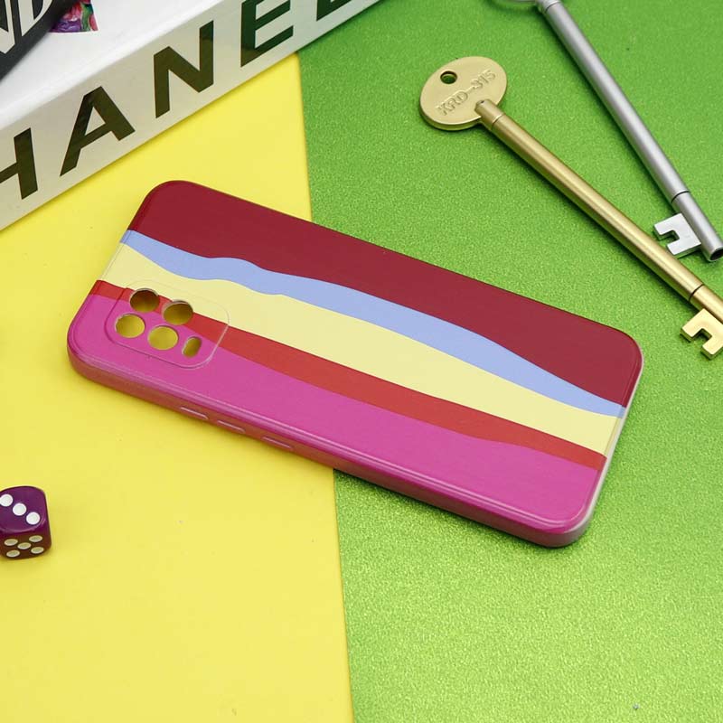 قاب سیلیکونی محافظ لنزدار طرح رنگین کمانی Xiaomi Mi 10 Lite