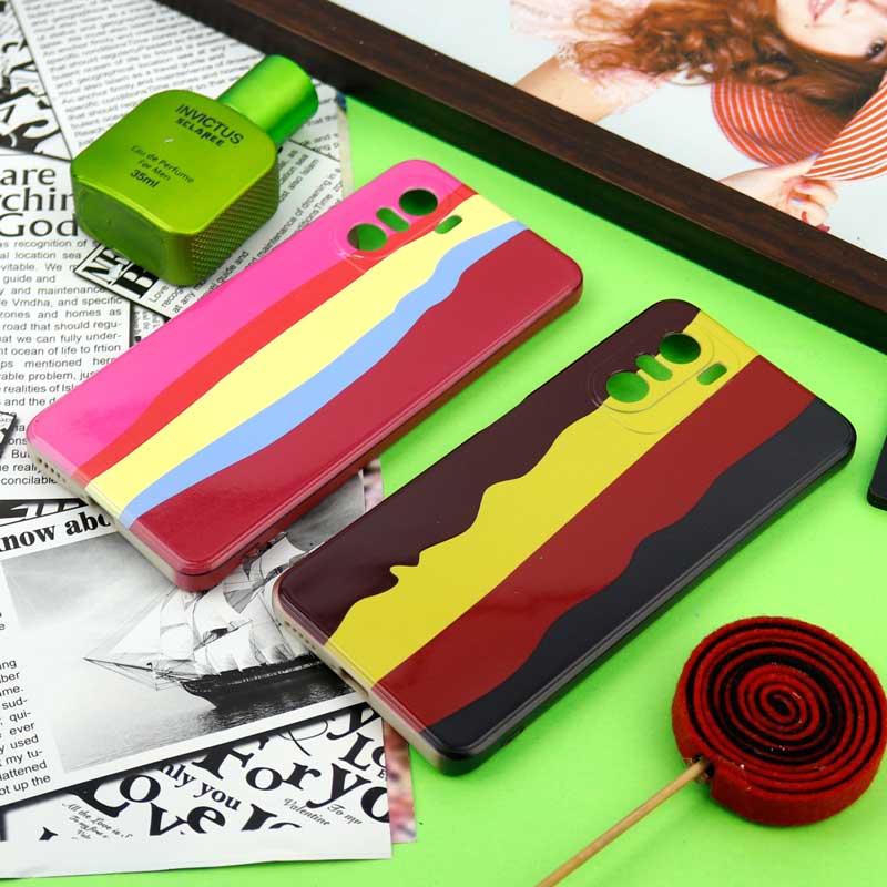 قاب سیلیکونی محافظ لنزدار طرح رنگین کمانی Xiaomi Poco F3
