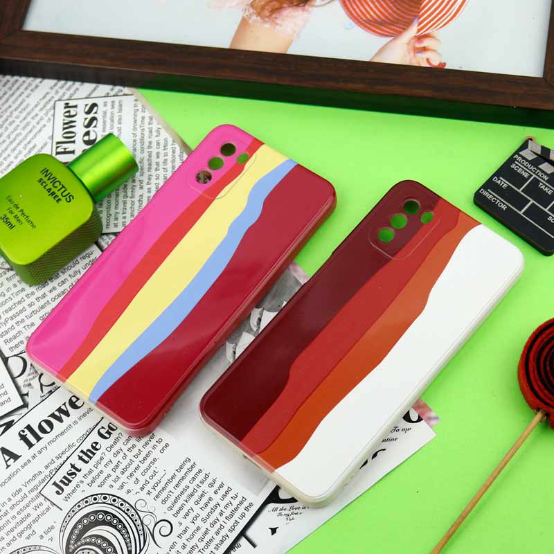 قاب سیلیکونی محافظ لنزدار طرح رنگین کمانی Xiaomi Poco M3
