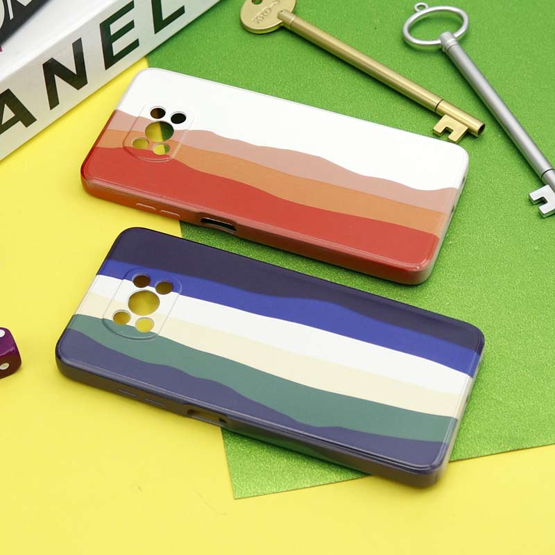 قاب سیلیکونی محافظ لنزدار طرح رنگین کمانی Xiaomi Poco X3