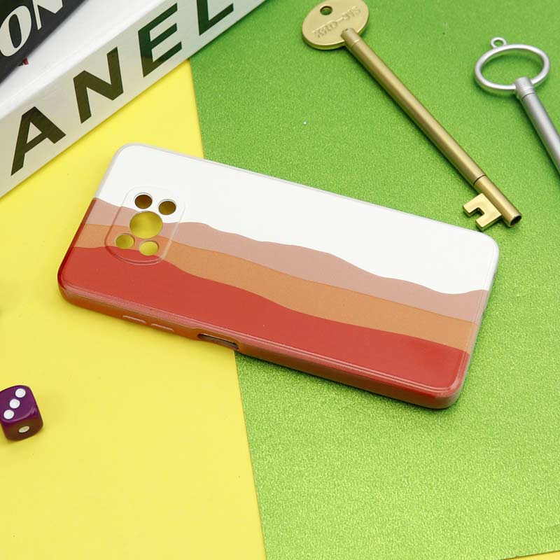 قاب سیلیکونی محافظ لنزدار طرح رنگین کمانی Xiaomi Poco X3
