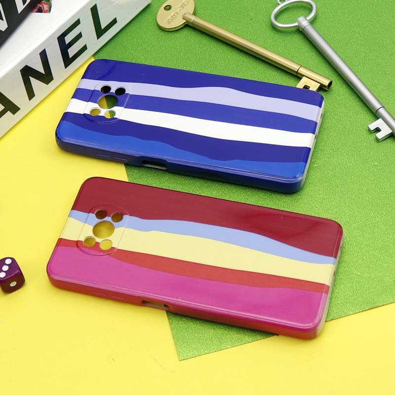 قاب سیلیکونی محافظ لنزدار طرح رنگین کمانی Xiaomi Poco X3