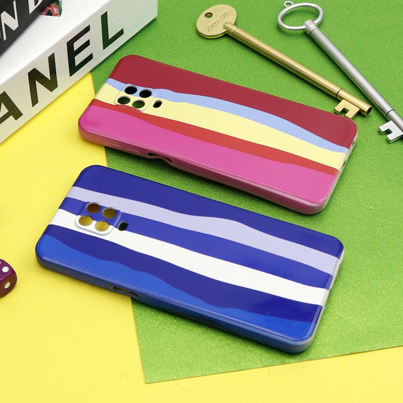 قاب سیلیکونی محافظ لنزدار طرح رنگین کمانی Xiaomi Redmi Note 9S / Redmi Note 9 Pro