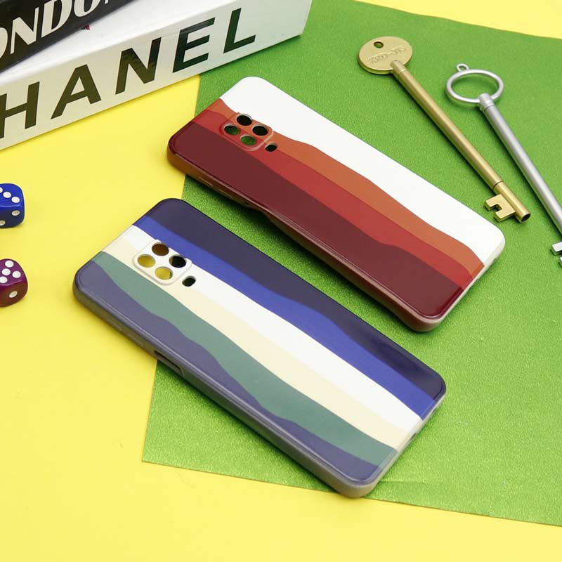 قاب سیلیکونی محافظ لنزدار طرح رنگین کمانی Xiaomi Redmi Note 9S / Redmi Note 9 Pro