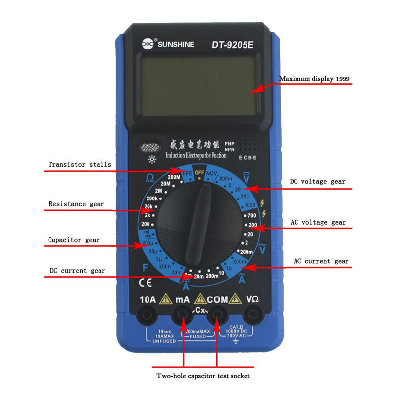 مولتی متر دیجیتال SunShine DT-9205E