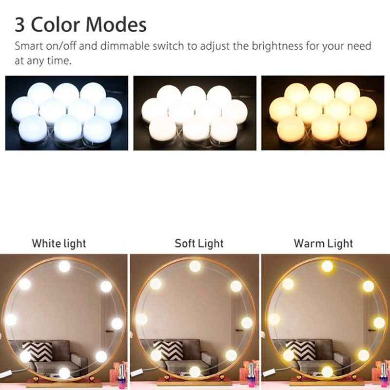ریسه دور آینه ۱۰ لامپ Vanity Mirror Lights 2.7m USB