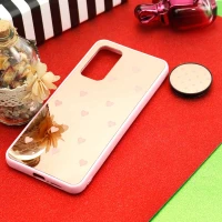 قاب آینه ای + پاپ سوکت طرح قلب صورتی Xiaomi Mi 10T / Mi 10T Pro