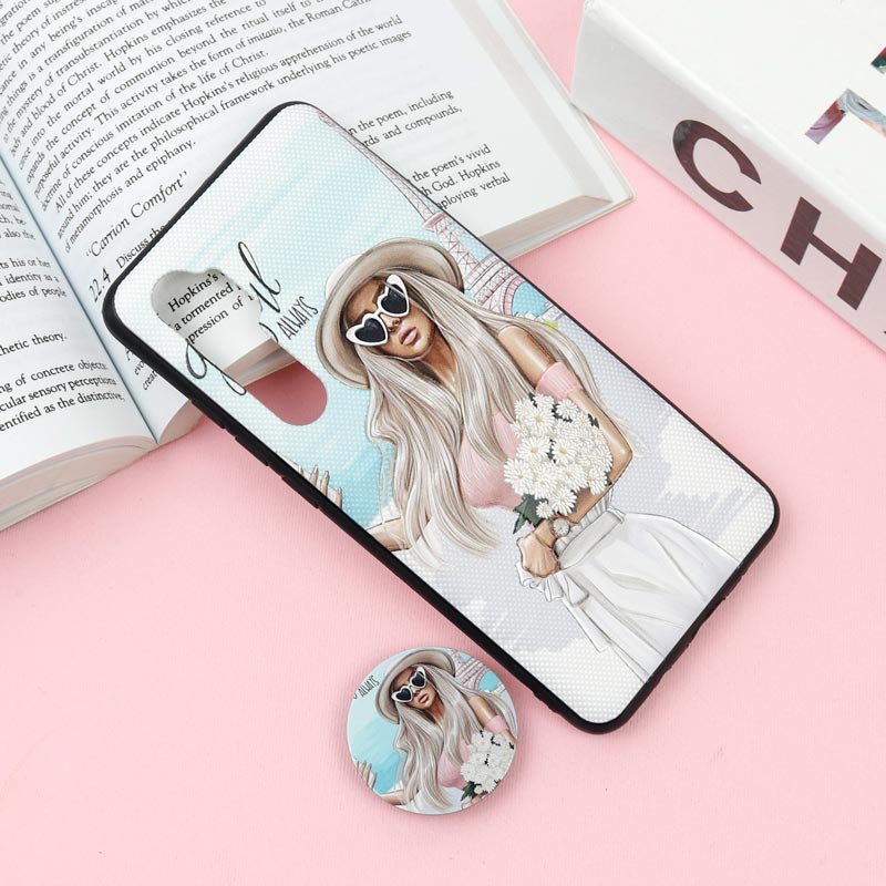 قاب فانتزی برجسته + پاپ سوکت طرح دختر Xiaomi Mi Note 10 Lite سری F