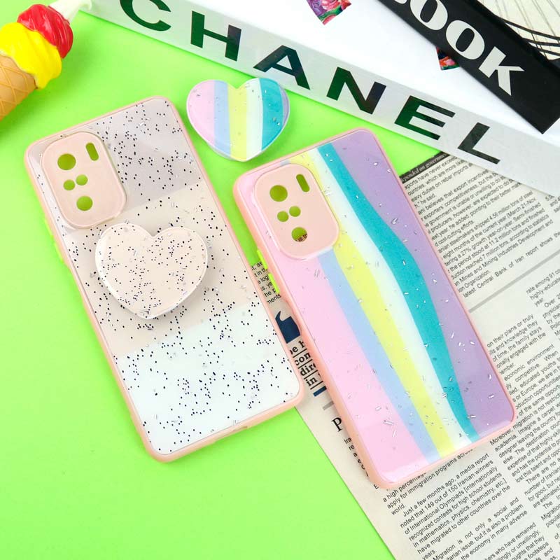 قاب PC محافظ لنزدار رزین پاپ سوکت دار صورتی Xiaomi Poco F3