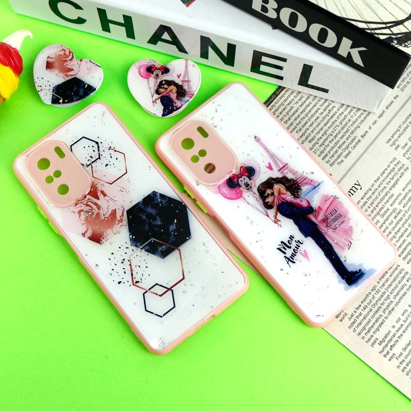 قاب PC محافظ لنزدار رزین پاپ سوکت دار صورتی Xiaomi Poco F3