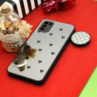 قاب محافظ لنزدار آینه ای + پاپ سوکت طرح قلب مشکی Xiaomi Poco M3