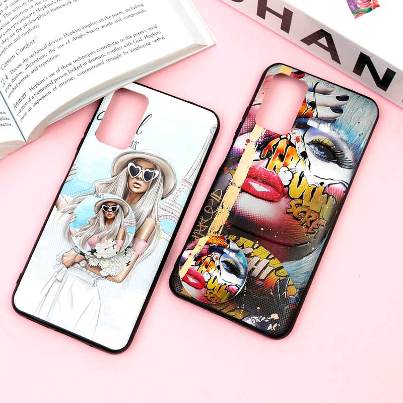 قاب فانتزی برجسته + پاپ سوکت طرح دختر Xiaomi Poco M3 سری F