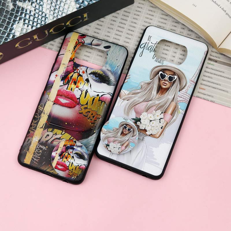 قاب فانتزی برجسته + پاپ سوکت طرح دختر Xiaomi Poco X3 سری F