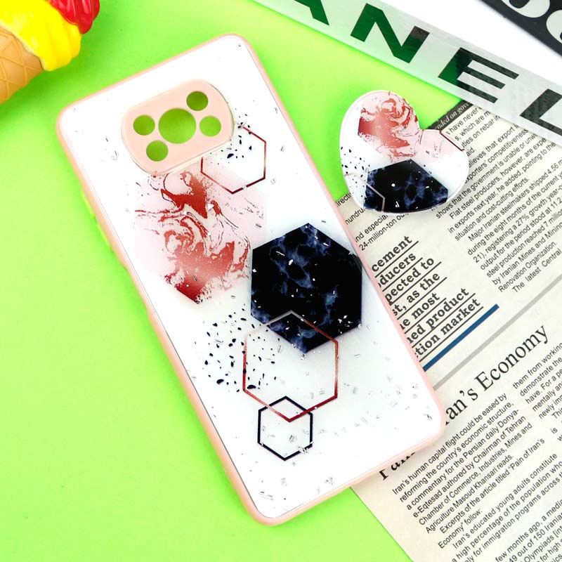 قاب PC محافظ لنزدار رزین پاپ سوکت دار صورتی Xiaomi Poco X3