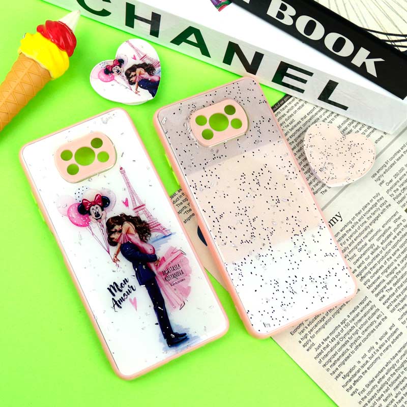 قاب PC محافظ لنزدار رزین پاپ سوکت دار صورتی Xiaomi Poco X3