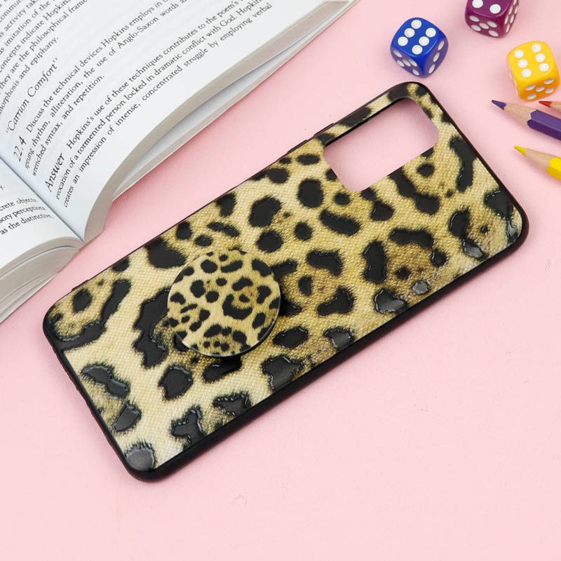 قاب فانتزی برجسته + پاپ سوکت طرح پلنگی Xiaomi Redmi 9T سری F