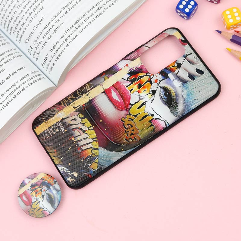 قاب فانتزی برجسته + پاپ سوکت طرح دختر Xiaomi Redmi 9T سری F