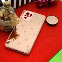 قاب محافظ لنزدار آینه ای + پاپ سوکت طرح قلب صورتی Xiaomi Redmi Note 10