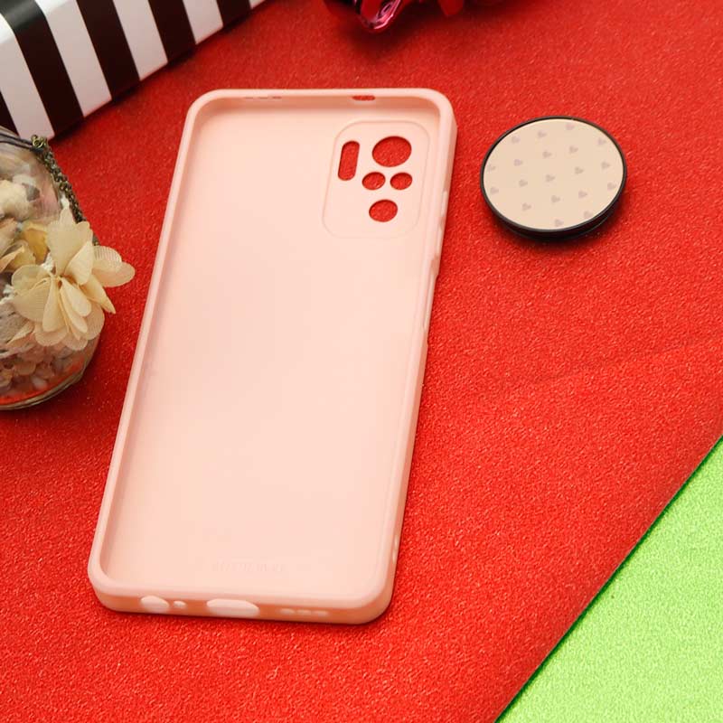 قاب محافظ لنزدار آینه ای + پاپ سوکت طرح قلب صورتی Xiaomi Redmi Note 10