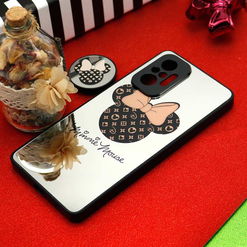قاب محافظ لنزدار آینه ای + پاپ سوکت طرح میکی موس Xiaomi Redmi Note 10 Pro