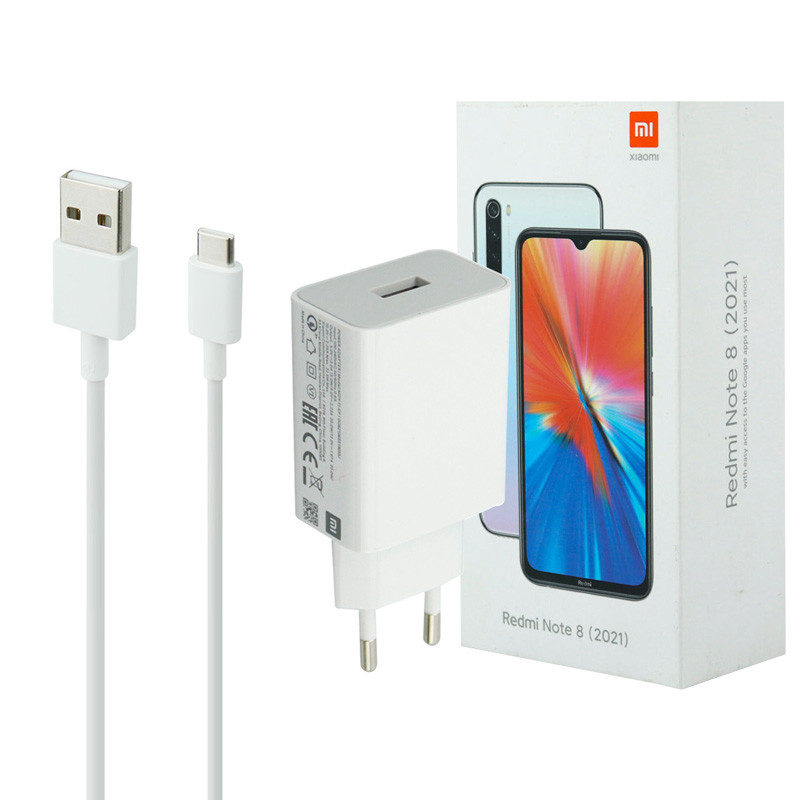 شارژر دیواری فست شارژ Xiaomi Redmi Note 8 2021 3A QC3 PD 22.5W سرجعبه + کابل Type-C و جعبه گوشی