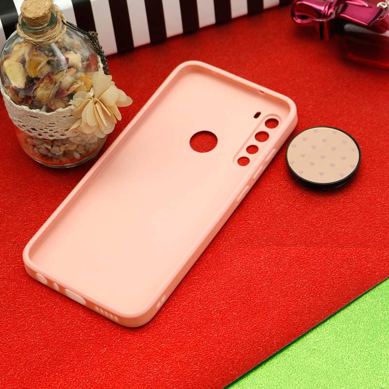 قاب محافظ لنزدار آینه ای + پاپ سوکت طرح قلب صورتی Xiaomi Redmi Note 8