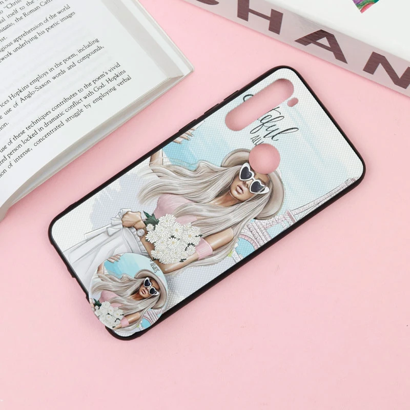 قاب فانتزی برجسته + پاپ سوکت طرح دختر Xiaomi Redmi Note 8 سری F