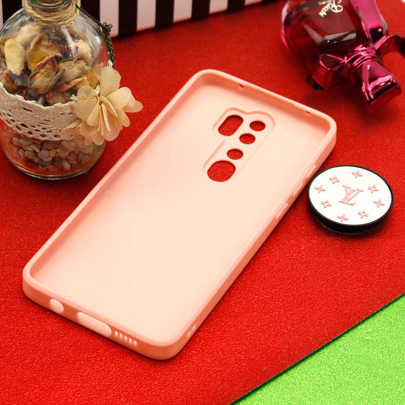 قاب محافظ لنزدار آینه ای + پاپ سوکت طرح LV صورتی Xiaomi Redmi Note 8 Pro