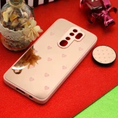قاب محافظ لنزدار آینه ای + پاپ سوکت طرح قلب صورتی Xiaomi Redmi Note 8 Pro