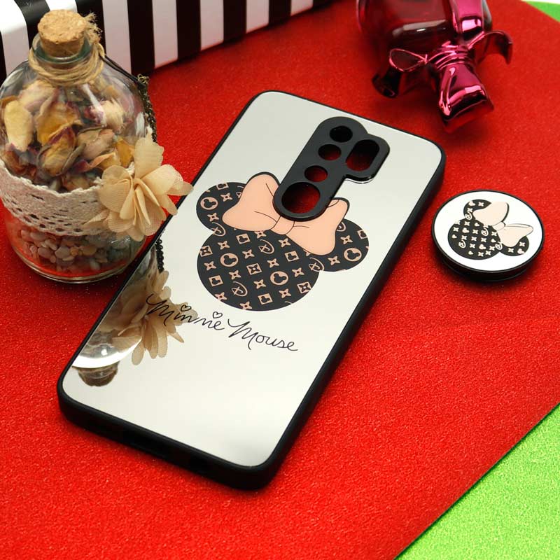 قاب محافظ لنزدار آینه ای + پاپ سوکت طرح میکی موس Xiaomi Redmi Note 8 Pro