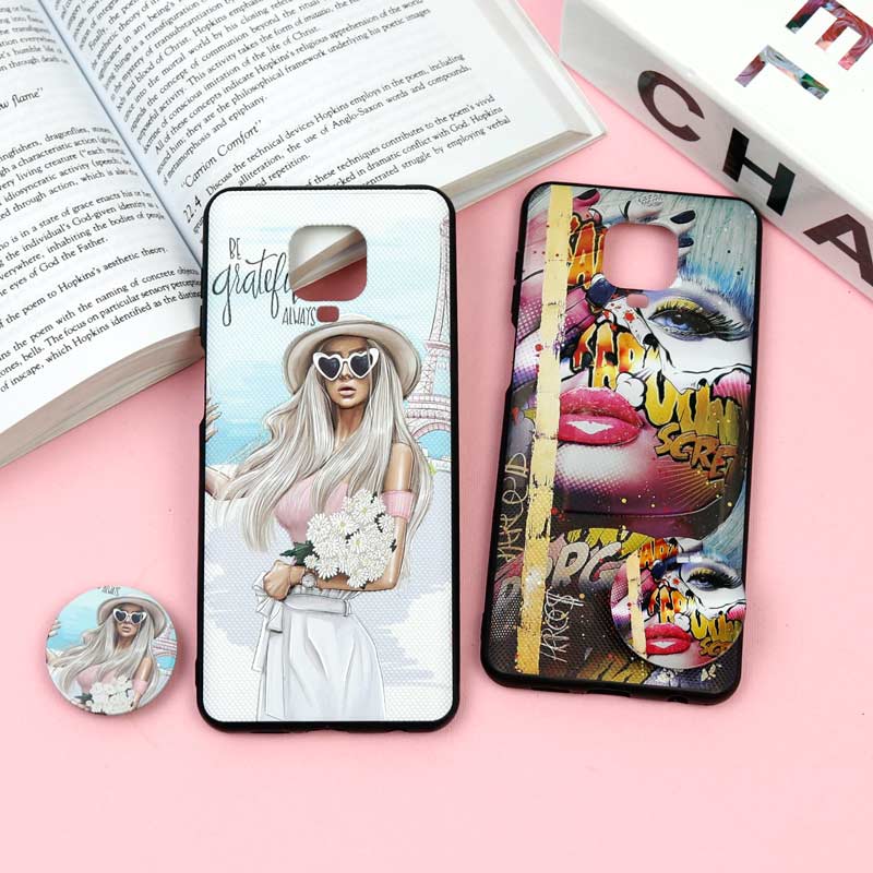 قاب فانتزی برجسته + پاپ سوکت طرح دختر Xiaomi Redmi Note 9 Pro / 9s سری F