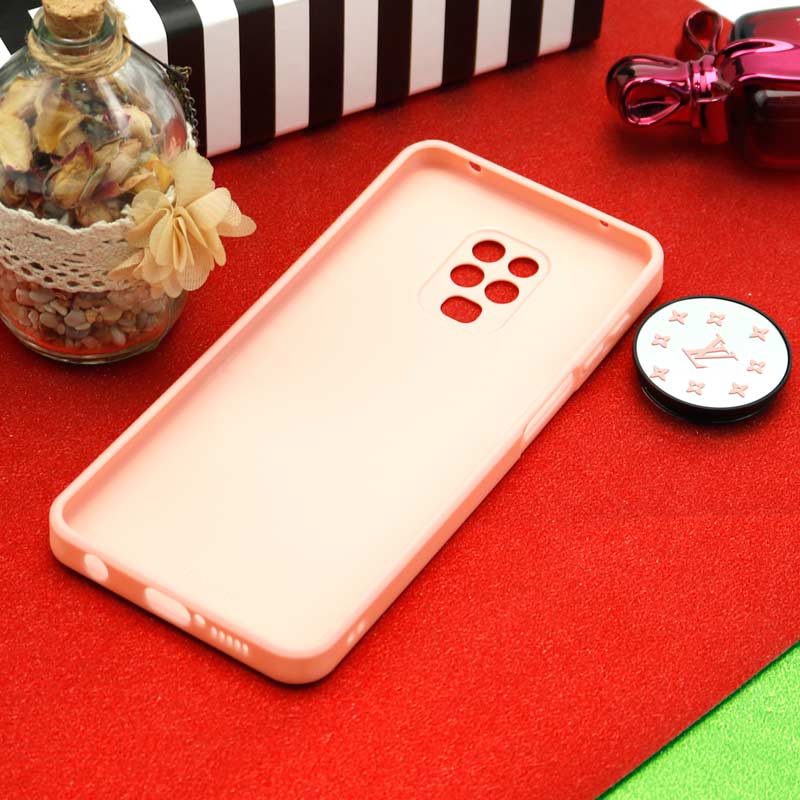 قاب محافظ لنزدار آینه ای + پاپ سوکت طرح LV صورتی Xiaomi Redmi Note 9S / Note 9 Pro