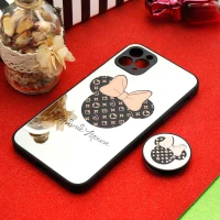 قاب محافظ لنزدار آینه ای + پاپ سوکت طرح میکی موس iPhone 11 Pro Max