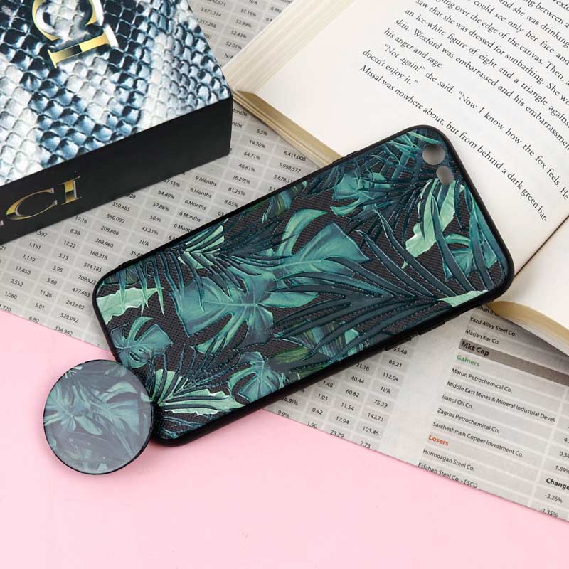 قاب فانتزی برجسته + پاپ سوکت طرح گل iPhone 6/6s سری F