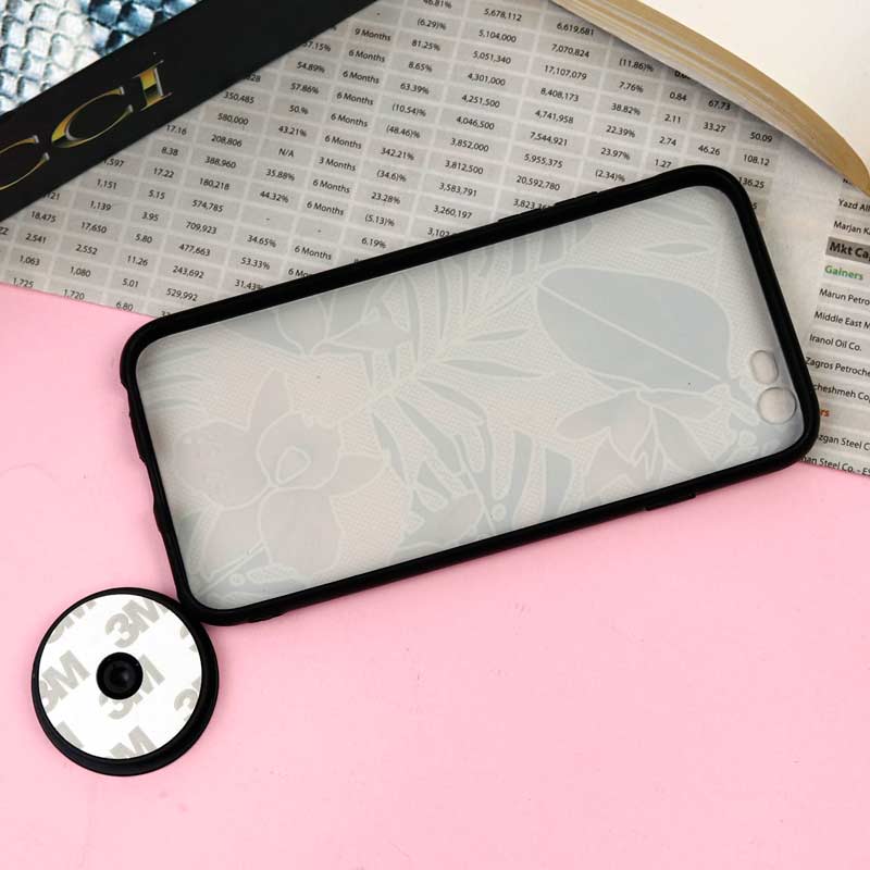 قاب فانتزی برجسته + پاپ سوکت طرح گل iPhone 6/6s سری F