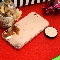 قاب محافظ لنزدار آینه ای + پاپ سوکت طرح قلب صورتی iPhone 6/6s